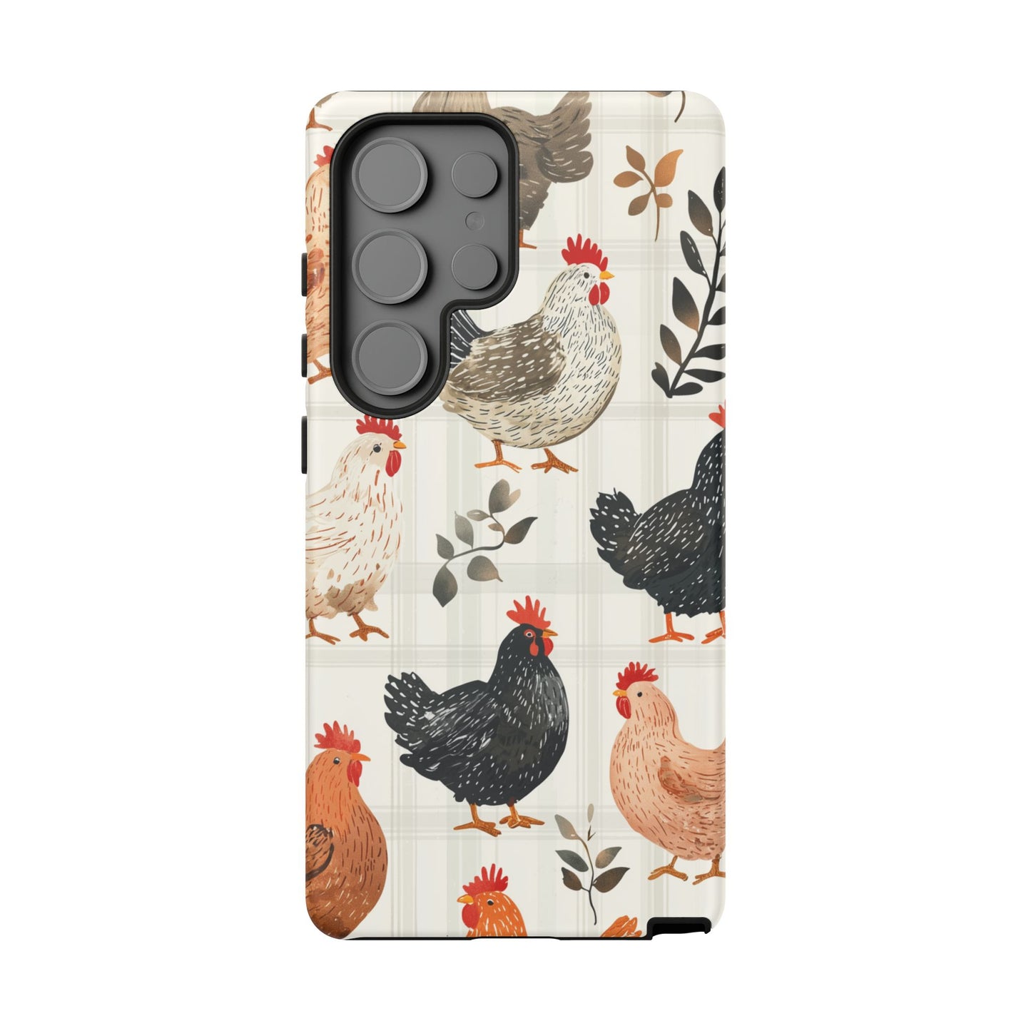 Samsung Galaxy Case: Vintage Chicken & Leaves – Farmhouse Style Case