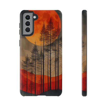 Moody Forest Moonrise Samsung Galaxy Case – Dark Landscape Design, Dual-Layer Protection