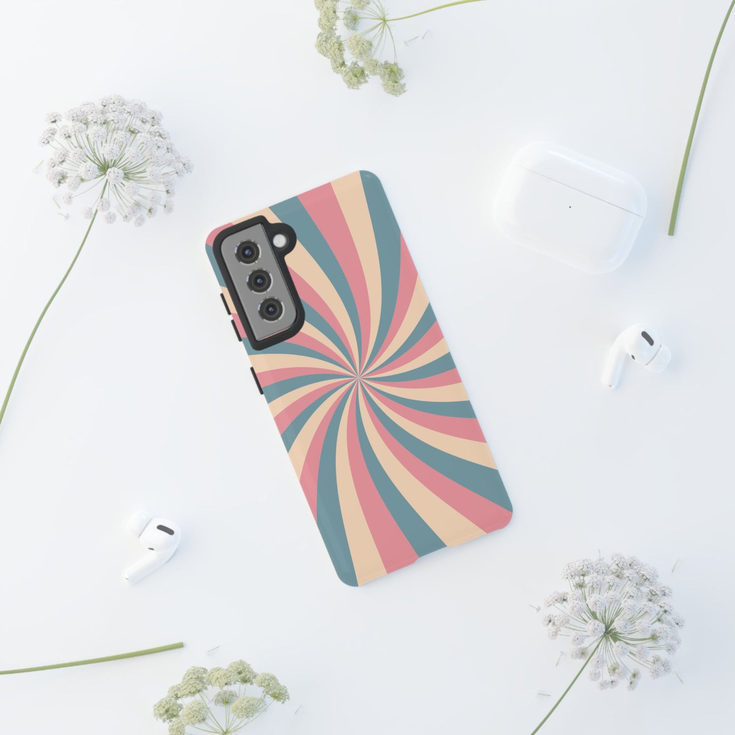 Vintage Pastel Swirl  Samsung Galaxy Case – Dual-Layer Protection with 70s-Inspired Design