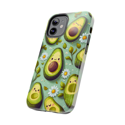 Cute Avocado iPhone Case – Adorable Kawaii Avocados with Daisies, Shock - Resistant - BOGO Cases