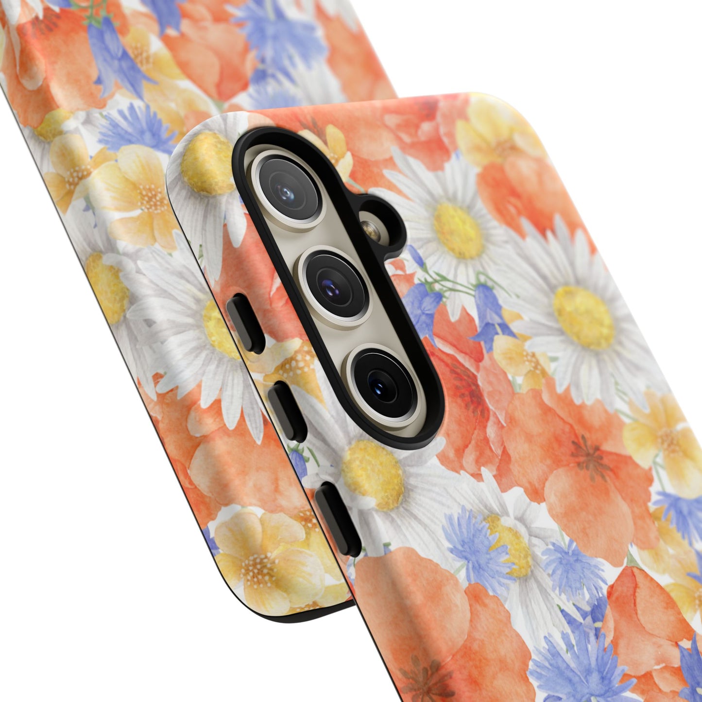 Watercolor Wildflower Pattern Samsung Galaxy Case – Durable Matte Finish with Daisy, Poppy & Cornflower Design