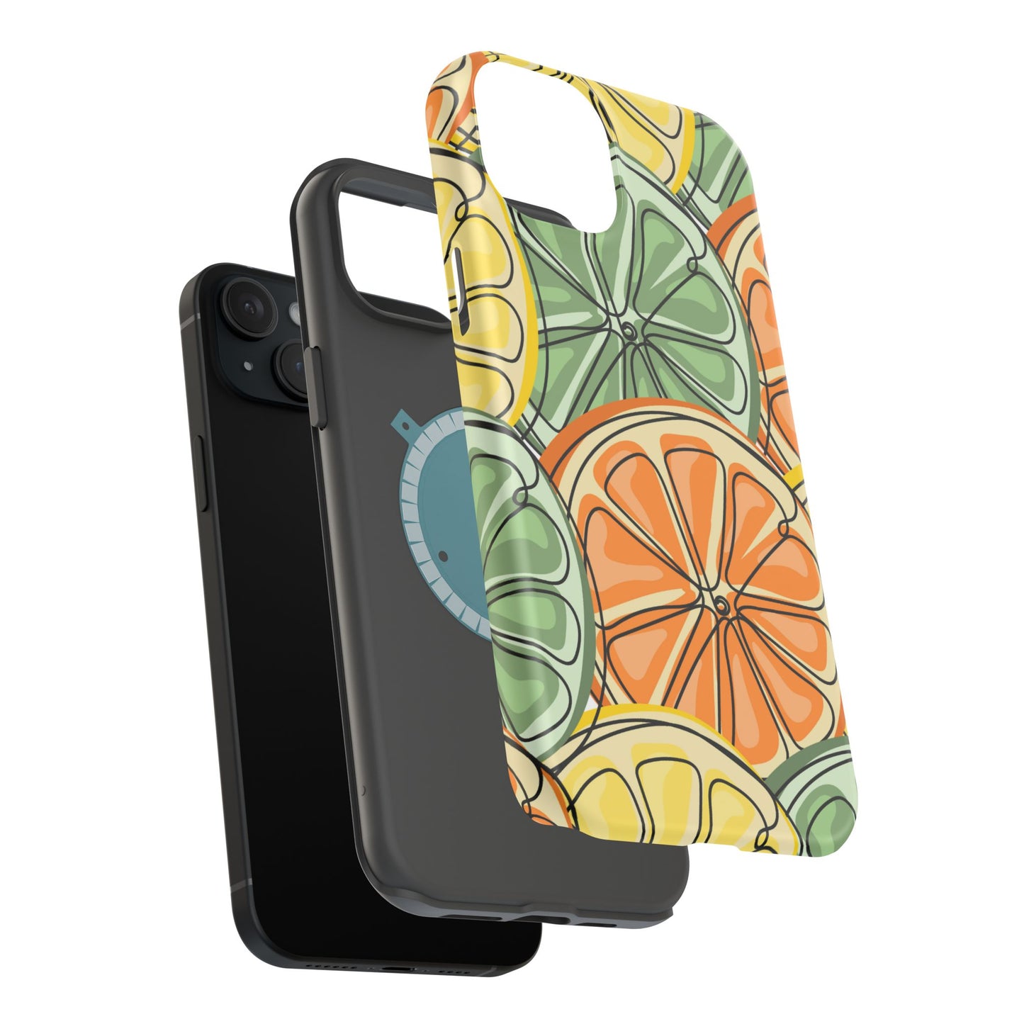 Citrus Zest Tough MagSafe iPhone Case – Bold Lime, Lemon, and Orange Design, Shockproof Protection