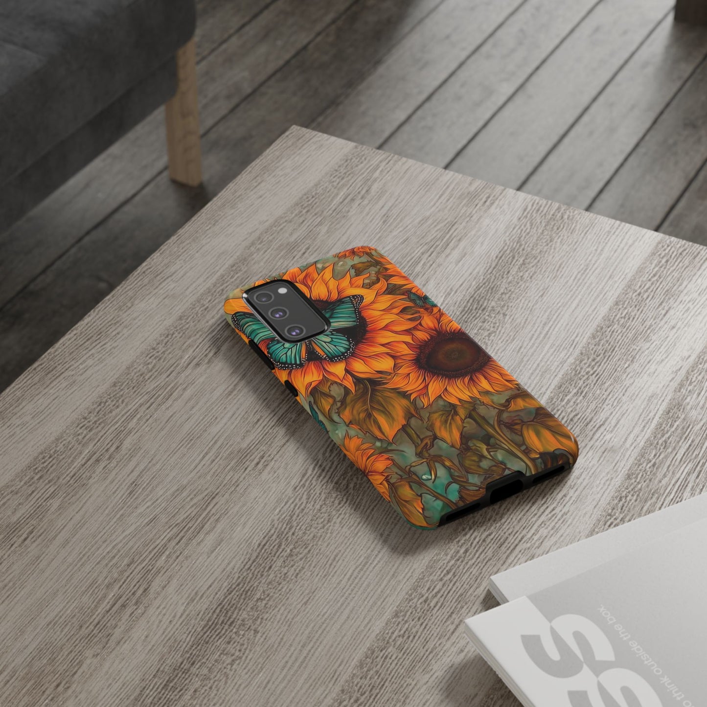 Vintage Blue Butterfly & Sunflower Art – Samsung Galaxy Case