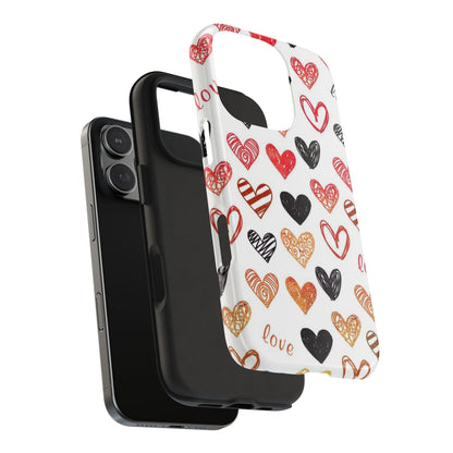 iPhone Case: Hand-Drawn Hearts & Love