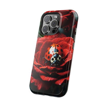 Elegant Rose & Ladybug Charm - MagSafe iPhone Case