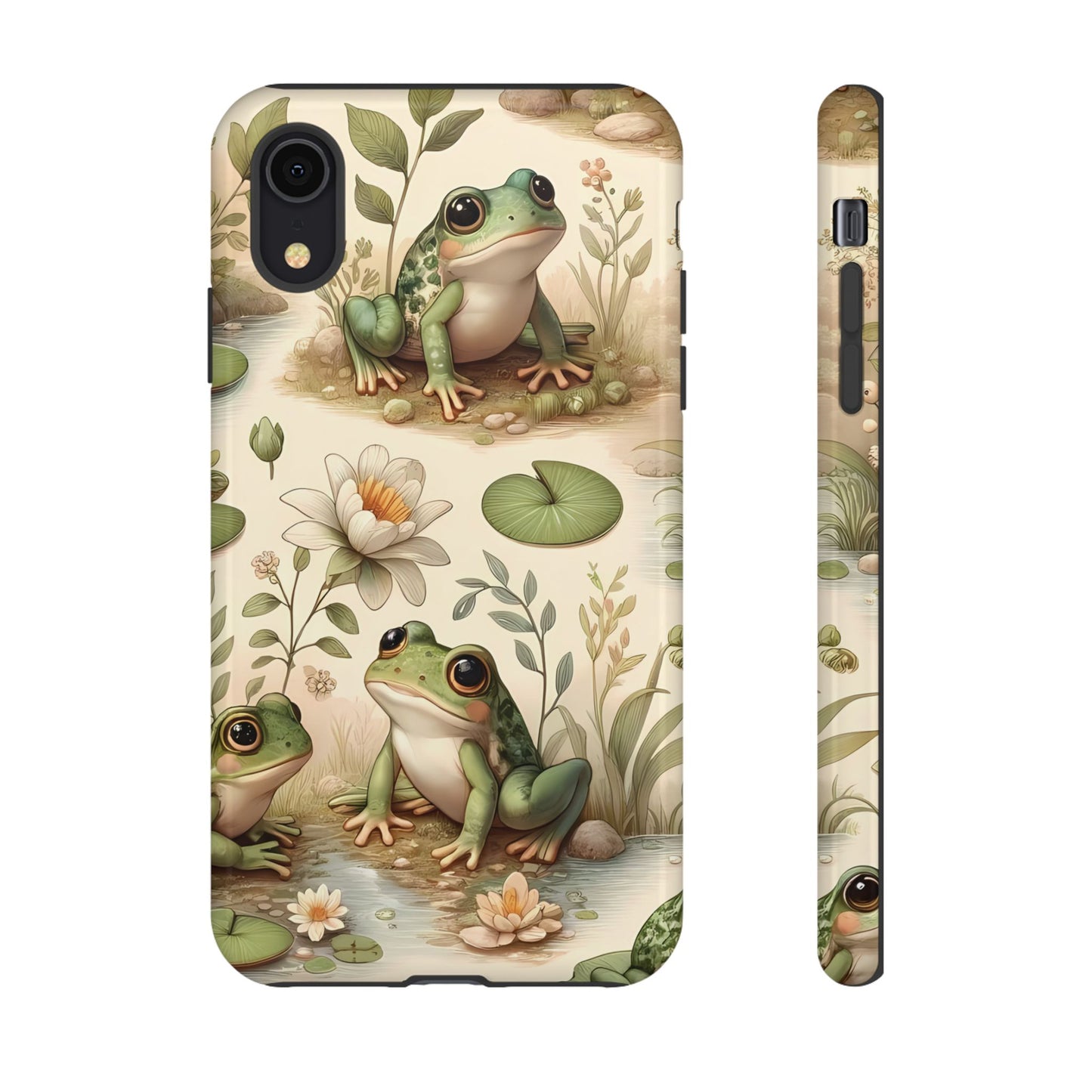 Cute Frogs Phone Case - Pond Pals Frolic - Charming Frog Lily Pad Phone Case for iPhone, Google & Samsung! Great Gift For Any Frog Lover!