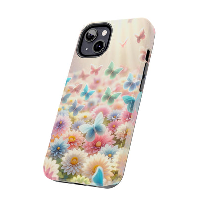 Butterfly Flower Garden - iPhone Case - Pastel Floral Protective Cover