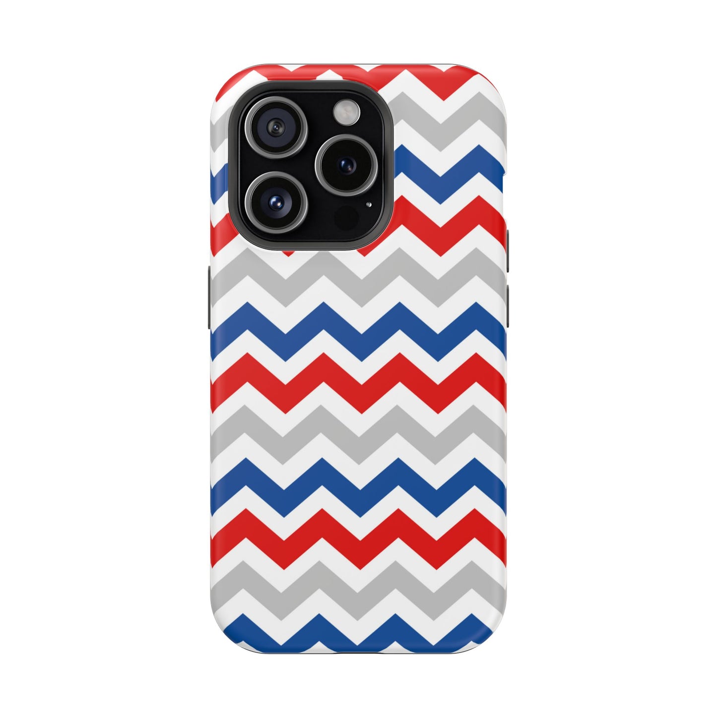 Patriotic Red, White & Blue Chevron – MagSafe Compatible iPhone Case