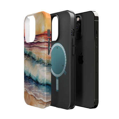 Sunset Waves MagSafe iPhone Case – Vibrant Watercolor Design