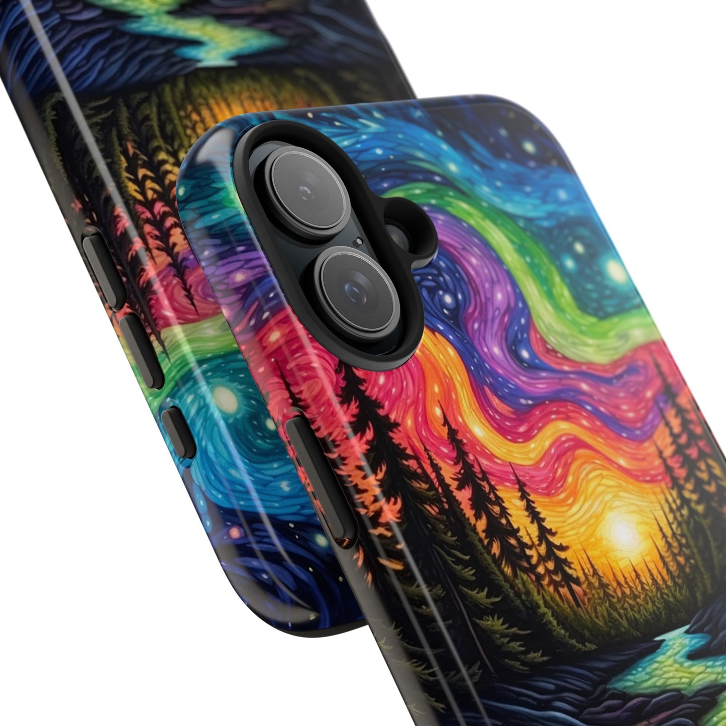 Celestial Nightscape iPhone Case – Vibrant River and Starry Sky Design