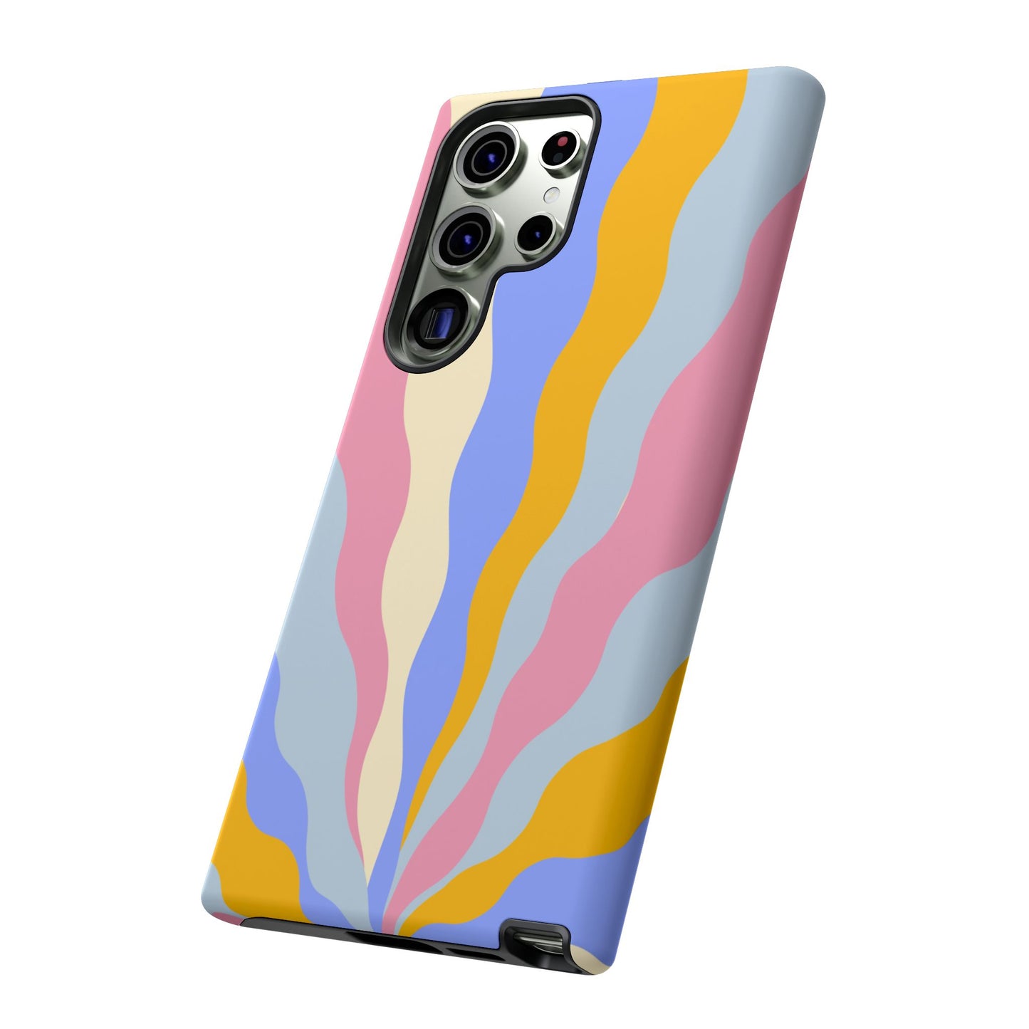 Pastel Radiance Samsung Galaxy Case – 70s-Inspired Dual-Layer Design with Wavy Sunburst Pattern