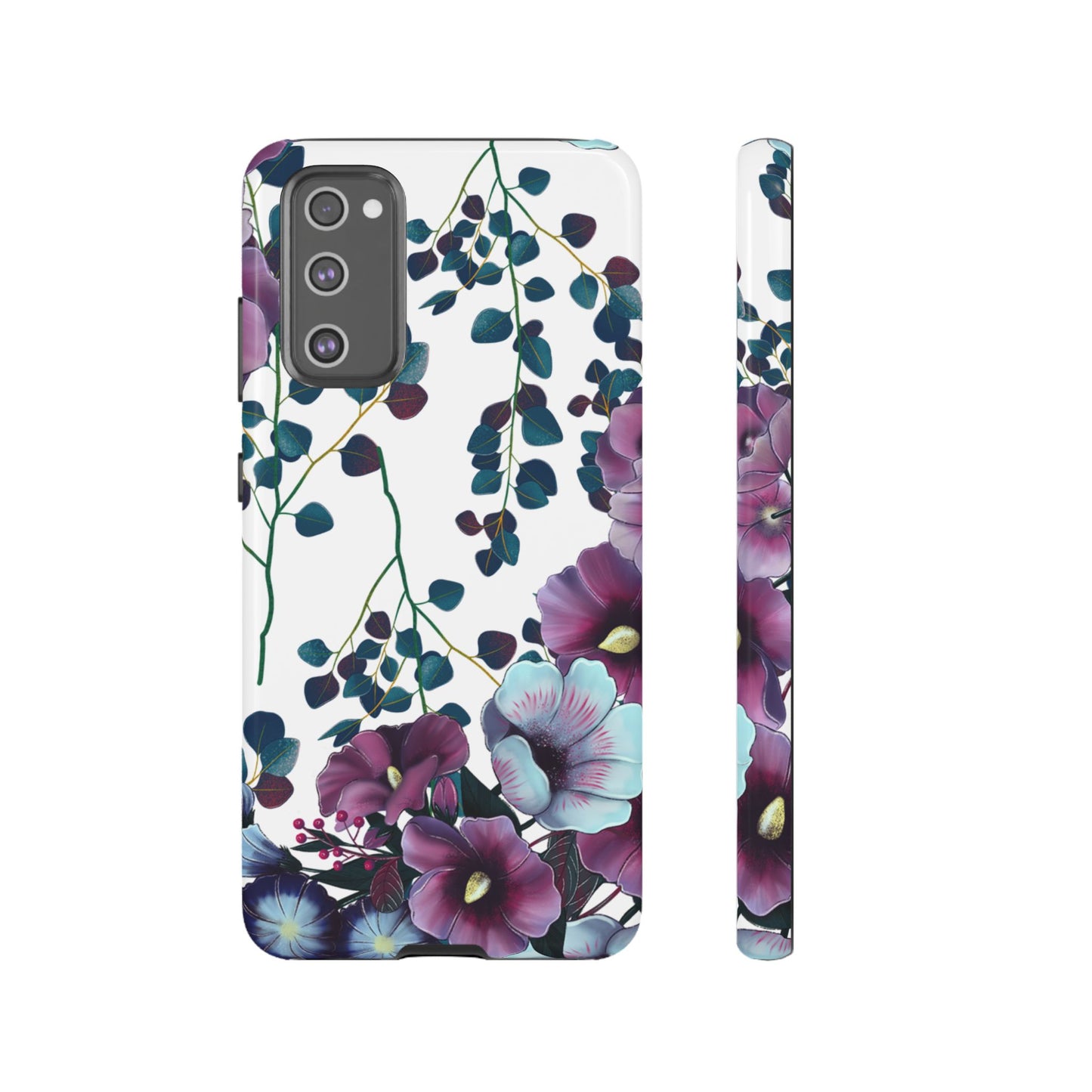 Moody Purple & Teal Floral Samsung Galaxy Series Case – Elegant Botanical Design