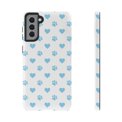 Blue Paw Prints & Hearts – Samsung Galaxy Case for Pet Lovers