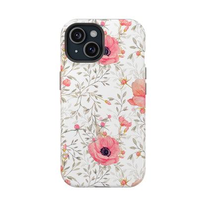 Pink Floral Watercolor MagSafe iPhone Case – Elegant Blossom Design with Magnetic Compatibility