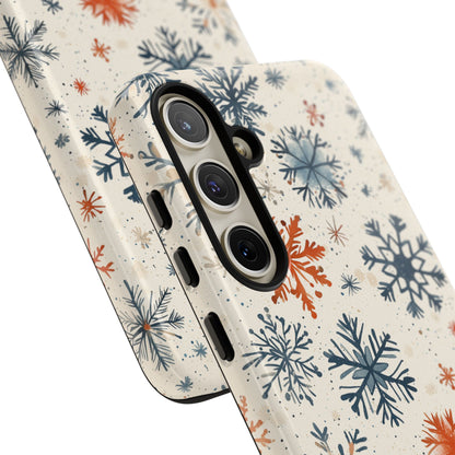 Rustic Orange and Blue Snowflake Pattern – Samsung Galaxy Series Case