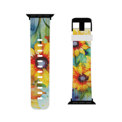 Watercolor Sunflower Splash Apple Watch Band