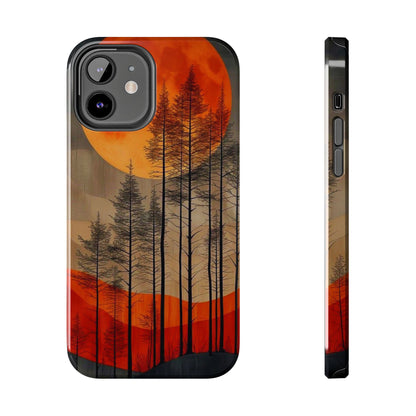 Moody Forest Moonrise iPhone Case – Dark Landscape Design, Dual-Layer Protection