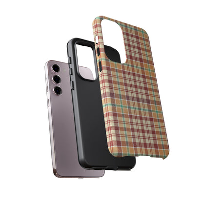 Retro Chic Plaid Samsung Galaxy Case in Red, Orange, Green & Cream – Timeless Vintage Design