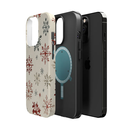 Vintage Red and Gray Snowflake Pattern – MagSafe iPhone Series Case