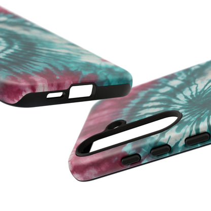 Teal and Pink Spiral Tie-Dye Samsung Galaxy Case – Boho Chic Design