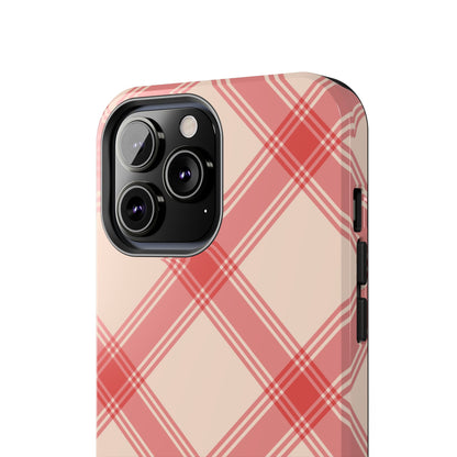 Soft Peachy Red Plaid iPhone Case