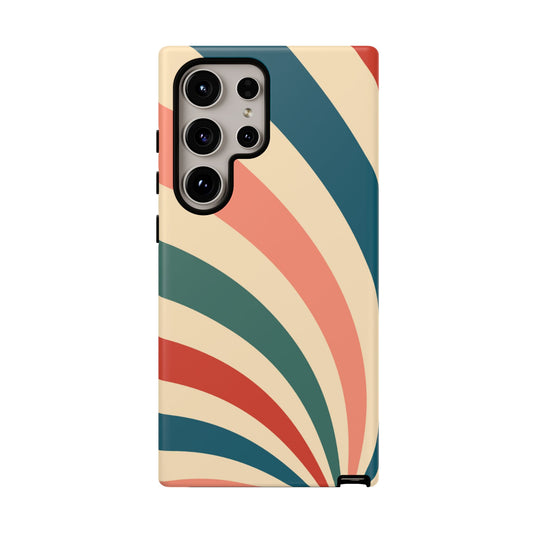 Retro Sunburst Swirl Samsung Galaxy Case – Dual-Layer Protection with Bold 70s Vibes