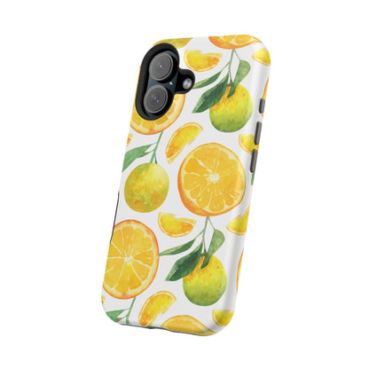 Sunny Citrus Grove Tough MagSafe iPhone Case – Watercolor Orange Design, Dual-Layer Protection