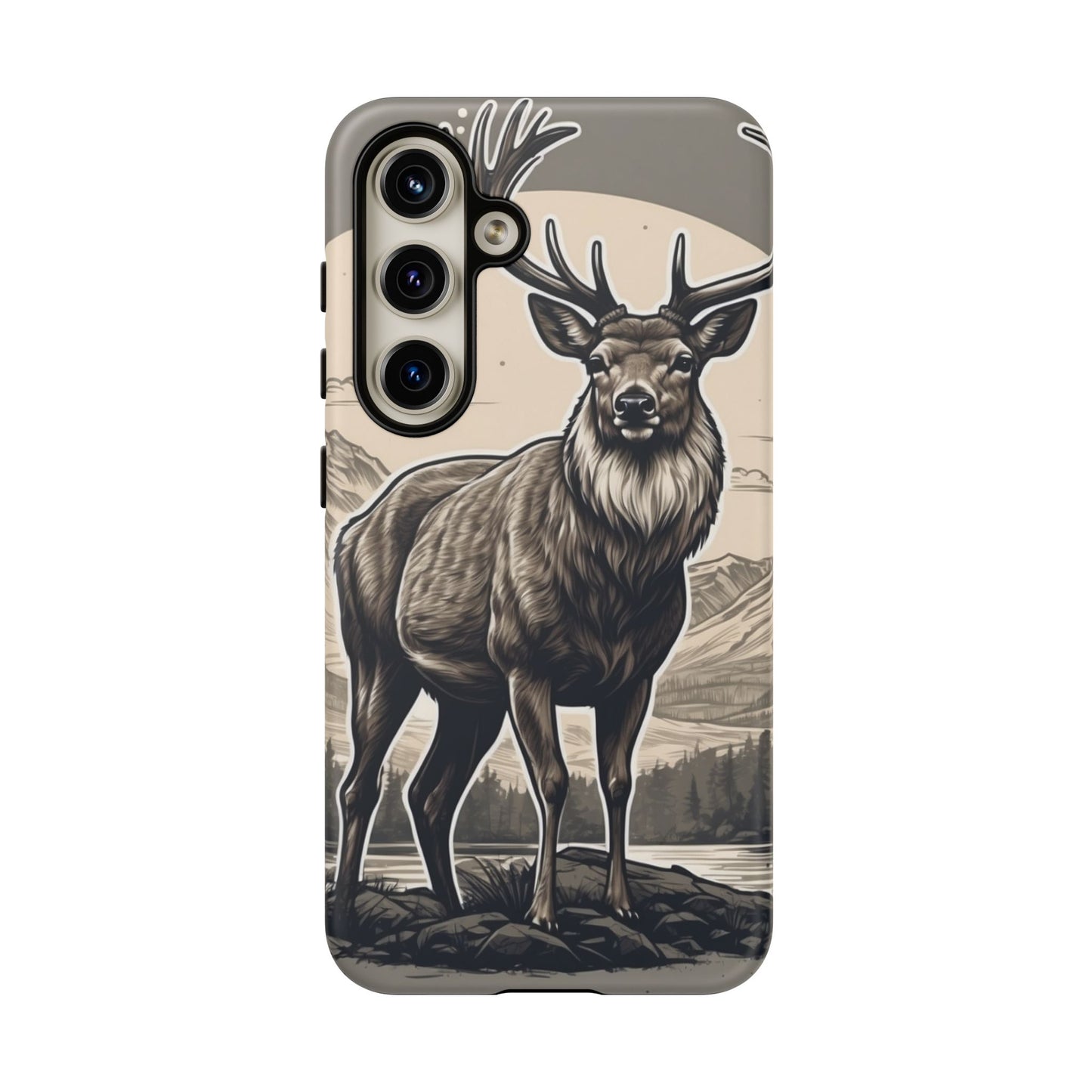 Monochrome Majesty – Regal Stag Samsung Galaxy Phone Case