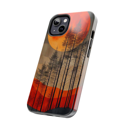 Moody Forest Moonrise iPhone Case – Dark Landscape Design, Dual-Layer Protection