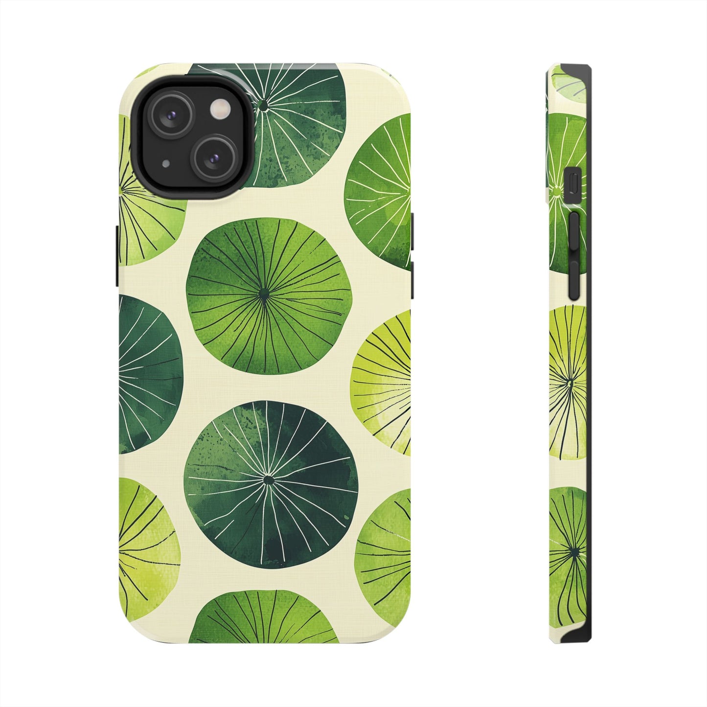 Watercolor Lily Pads iPhone Case – Shockproof, Matte Finish, Dual-Layer Protection