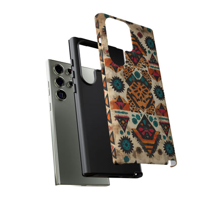 Bohemian Leopard & Tribal Floral Tough Samsung Galaxy Case – Vibrant Eclectic Design, Dual-Layer Protection