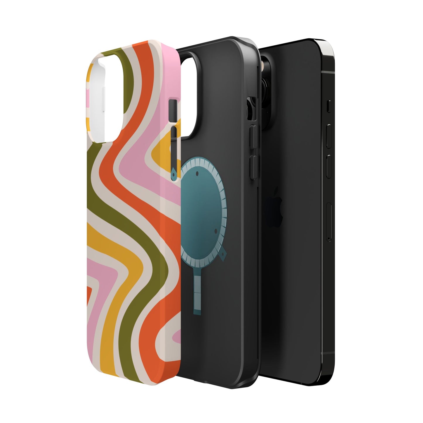 Retro Groove MagSafe iPhone Case – 70s-Inspired Design with Dual-Layer Protection