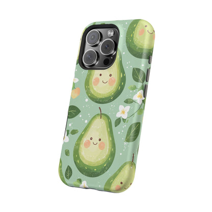 Smiling Avocados Tough MagSafe iPhone Case – Cute Avocado Design, Dual-Layer Protection