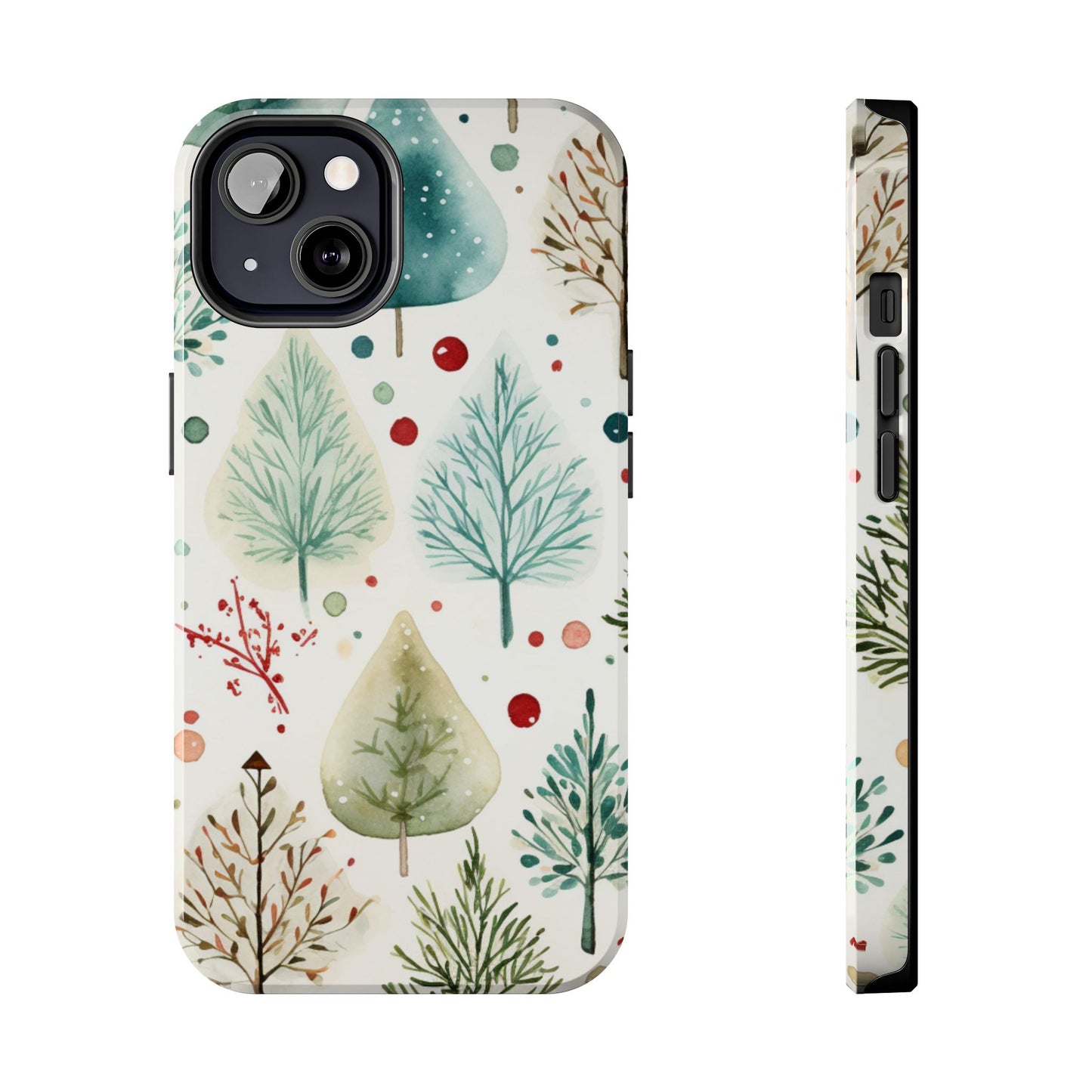 Watercolor Winter Trees iPhone Case – Nature-Inspired, Holiday Theme Protective Cover