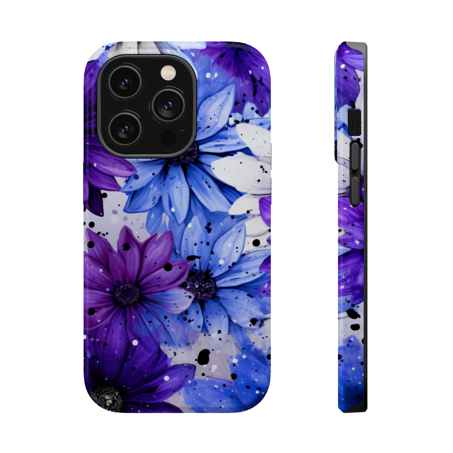 Vibrant Purple & Blue Floral Splash - MagSafe iPhone Series Case