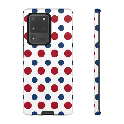 Patriotic Navy, White, and Red Polka Dot Samsung Galaxy Case