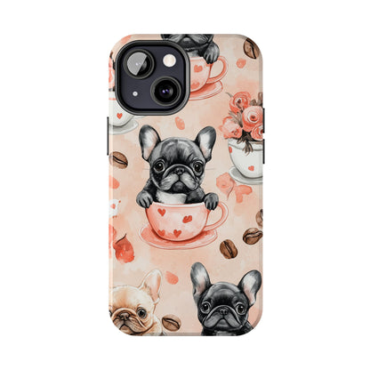 French Bulldogs in Heart iPhone Case – Cute Dog & Floral Design, Shockproof Protection - BOGO Cases