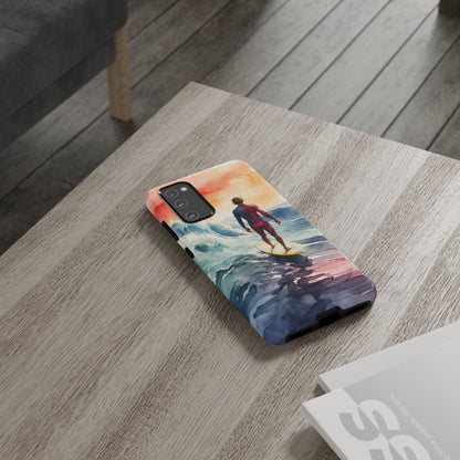 Surfer’s Sunset Wave Samsung Galaxy Case – Vibrant Watercolor Design