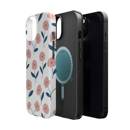 Playful Pink Floral Tough MagSafe  iPhone Case – Soft Pastel Design, Slim & Shockproof