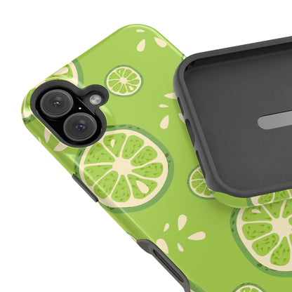 Zesty Lime Splash Tough MagSafe iPhone Case – Fresh Citrus Design, Dual-Layer Protection