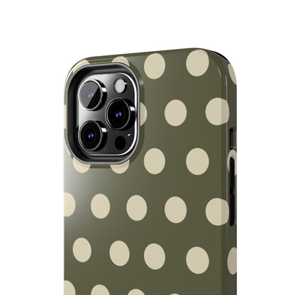 Vintage Green & Cream Polka Dots – iPhone Case