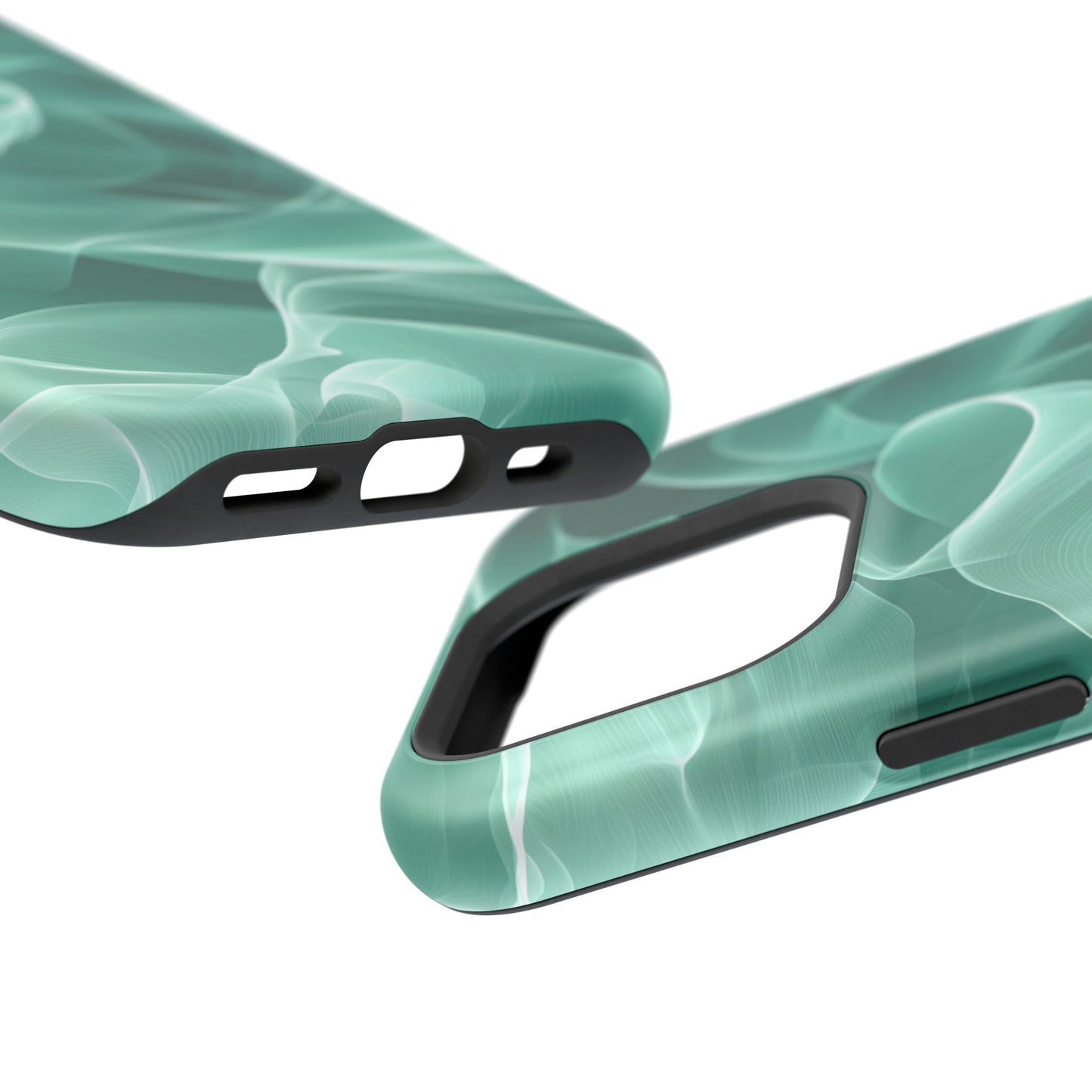 Emerald Flow MagSafe iPhone Case – Translucent Green Fabric-Inspired Design