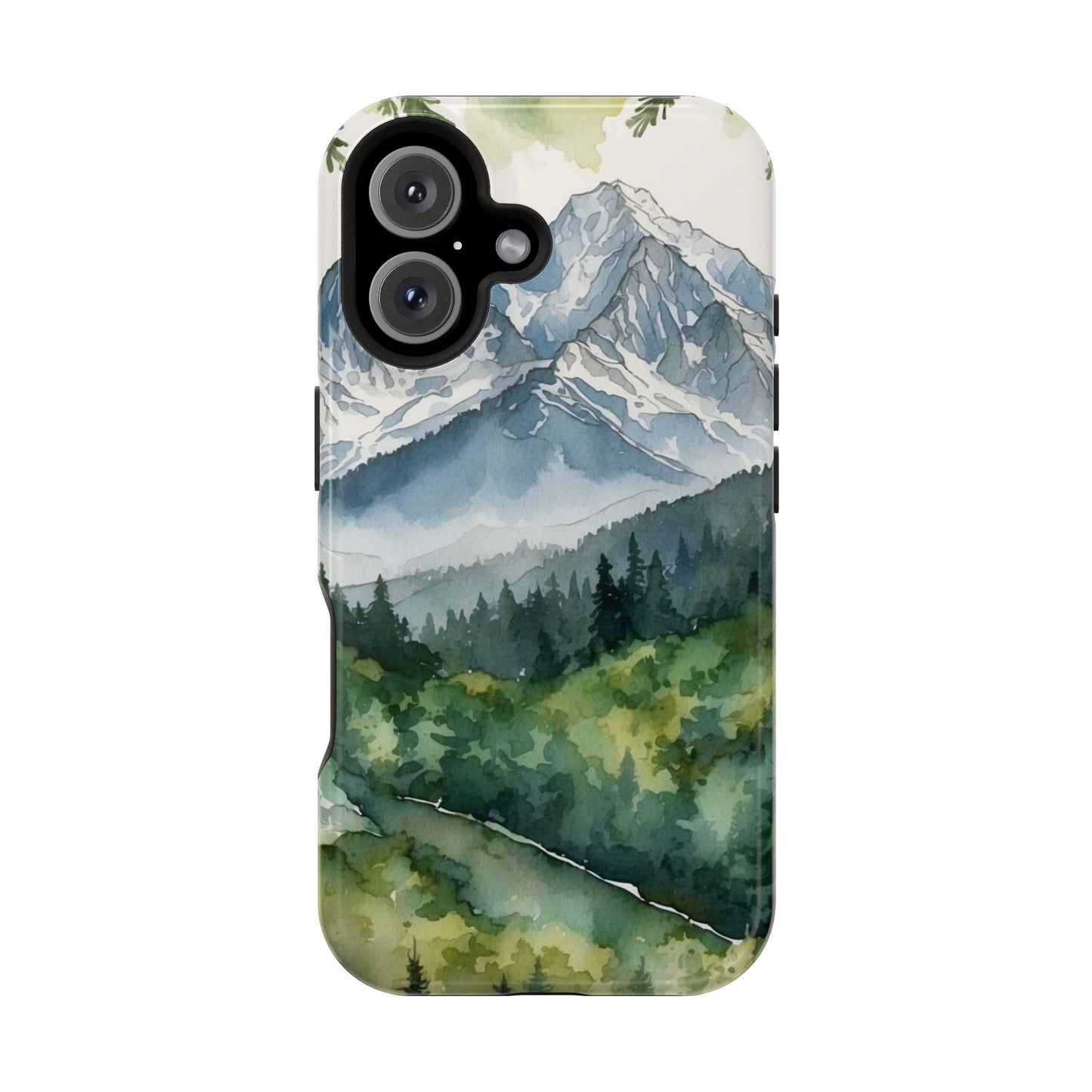 Watercolor Alpine Mountainscape - MagSafe iPhone Case