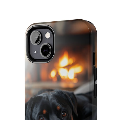 Warm Rottweiler by the Fireplace Samsung Galaxy Case – Rustic Charm for Dog Lovers