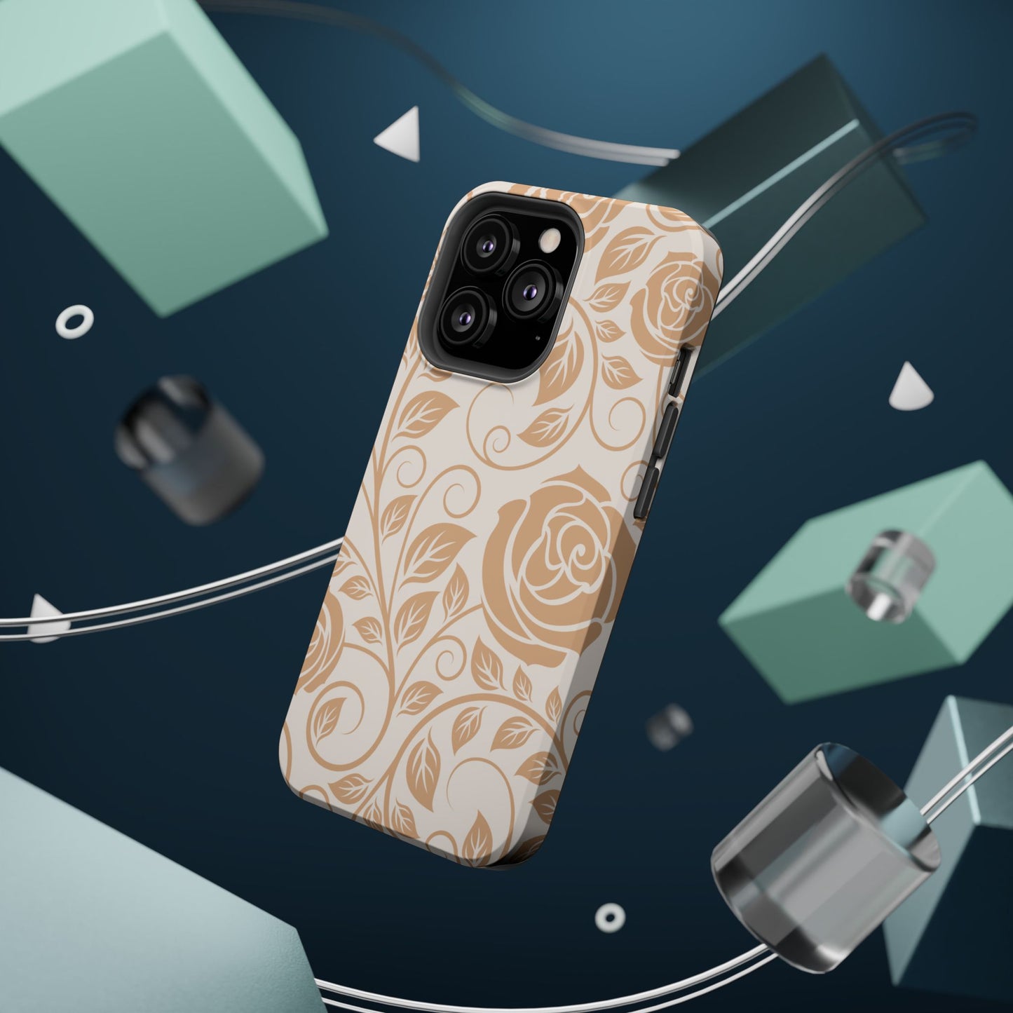 Vintage Rose Vine Tough MagSafe iPhone Case – Elegant Floral Pattern with Dual-Layer Protection