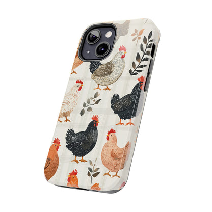 iPhone Case: Vintage Chicken & Leaves – Farmhouse Style Case