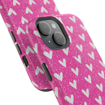 Pink Glitter Hearts Pattern – MagSafe iPhone Case