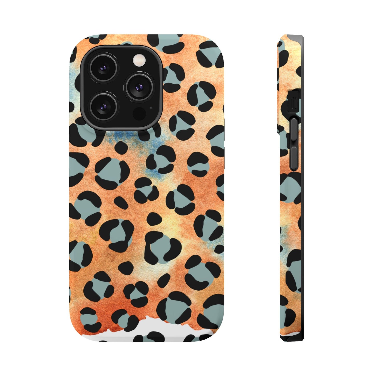 Sunset Watercolor Leopard Print Tough MagSafe iPhone Case – Artistic Animal Pattern with Dual-Layer Protection