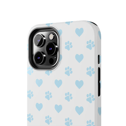 Light Blue Paw Prints & Hearts – iPhone Case for Animal Lovers