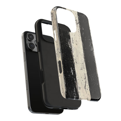 Vintage Vertical Stripe iPhone Case - Black & White Grunge Design - BOGO Cases